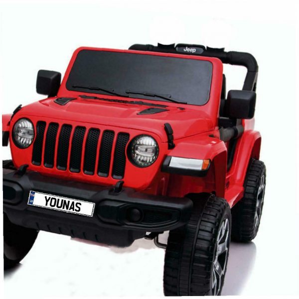 RED JEEP CHILD NUMBER PLATE YOUNAS.
