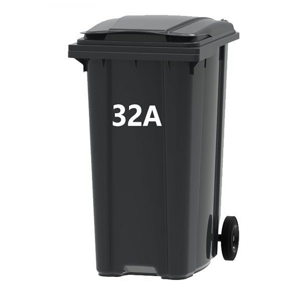 BLACK WHEELIE BIN NUMBER 32A. Wheelie bin numbers and letters