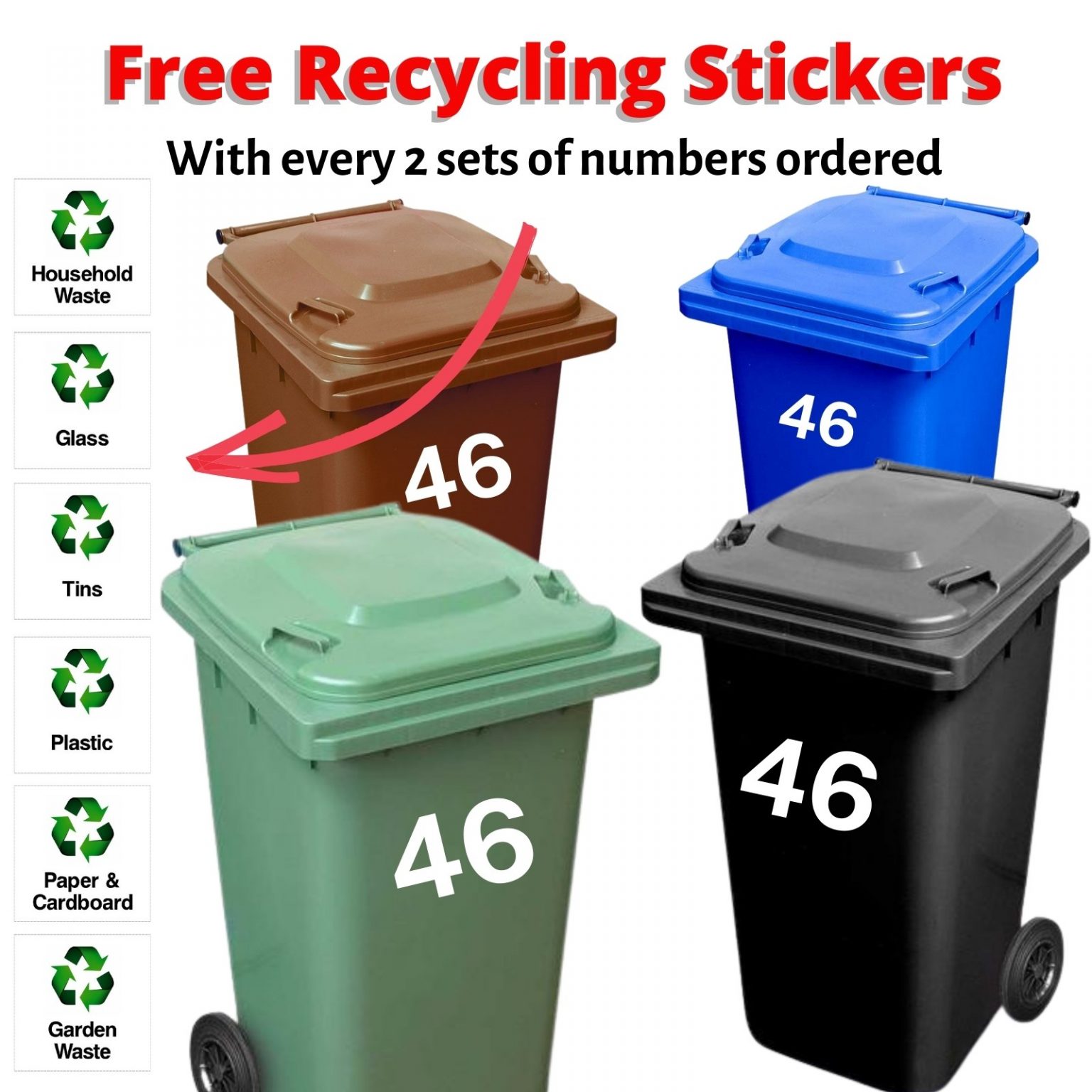 WHEELIE BIN NUMBER STICKERS Decal Heads Stickers and Decals