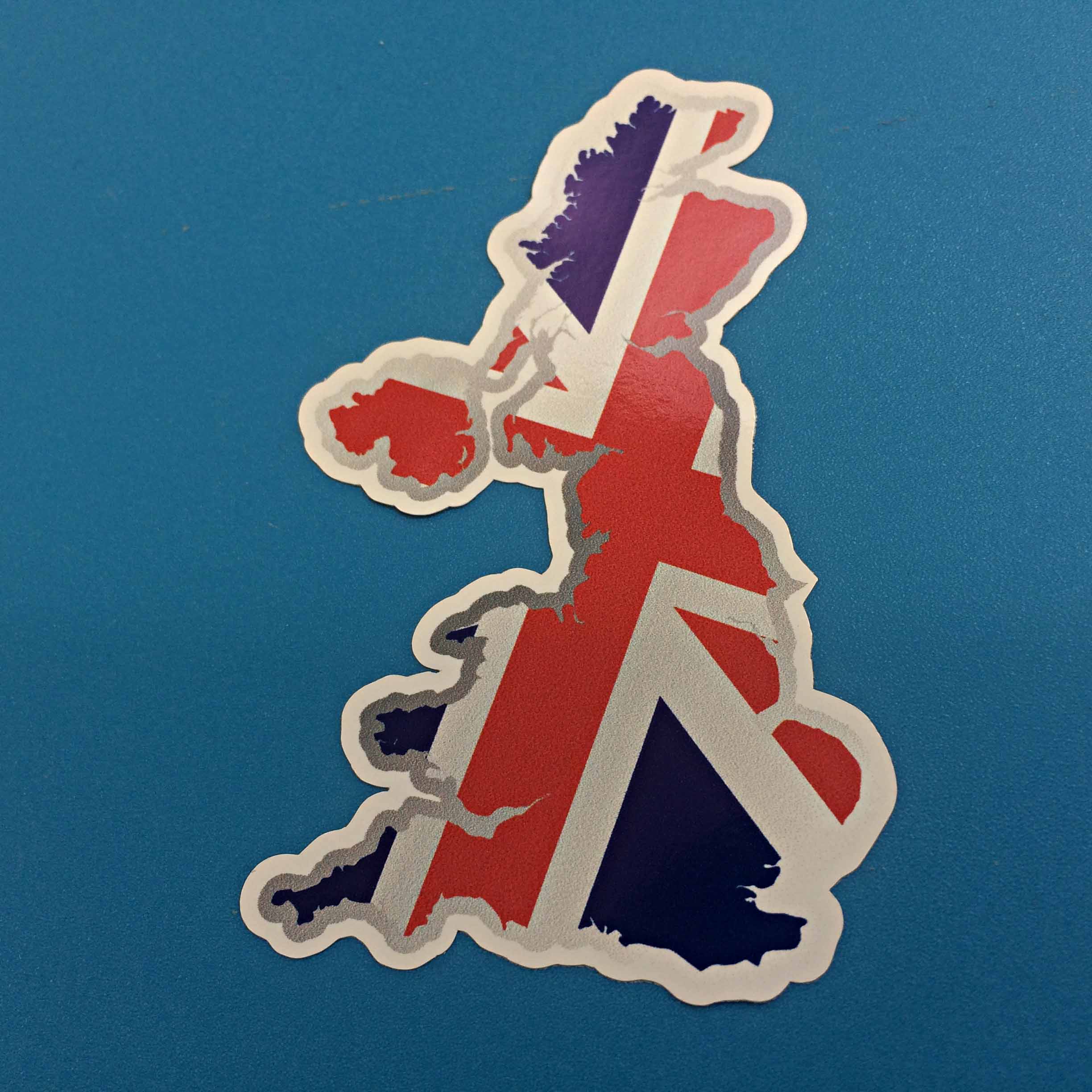 ENGLAND UK FLAG AND MAP STICKER. A flag and map of the UK. The red, white and blue Union Jack.