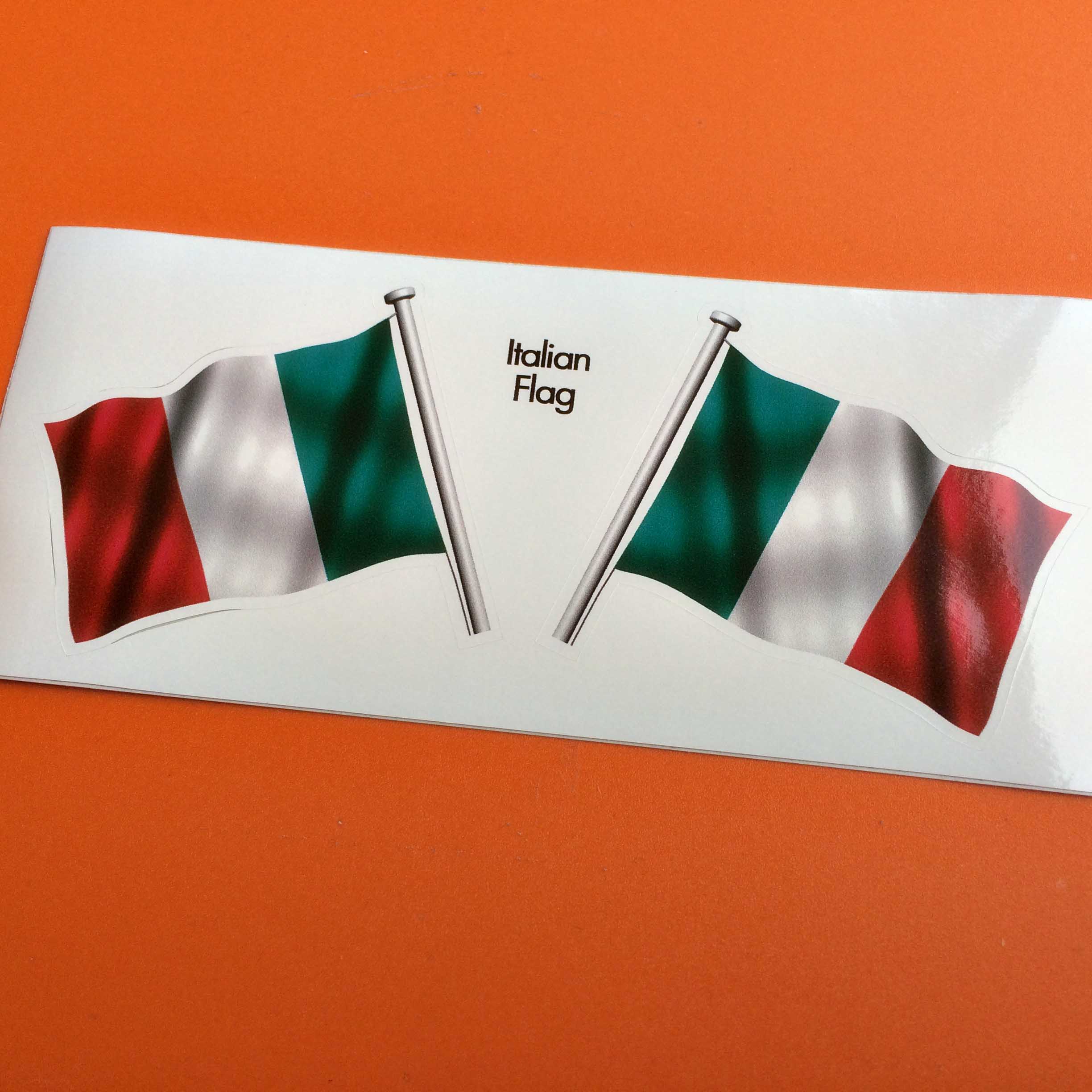 ITALY ITALIAN FLAG STICKERS. Three vertical columns of green, white and red. The national colours of Italy.