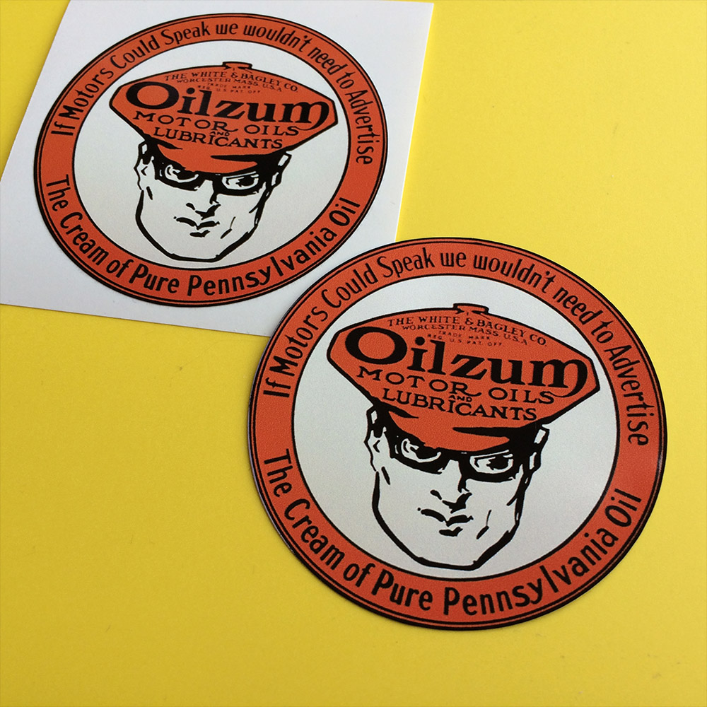 If Motors Could Speak we wouldn't need to Advertise The Cream of Pure Pennsylvania Oil lettering on a brown outer circle. The face of a man wearing a brown cap with Oilzum Motor Oils And Lubricants printed on it in a white inner circle.
