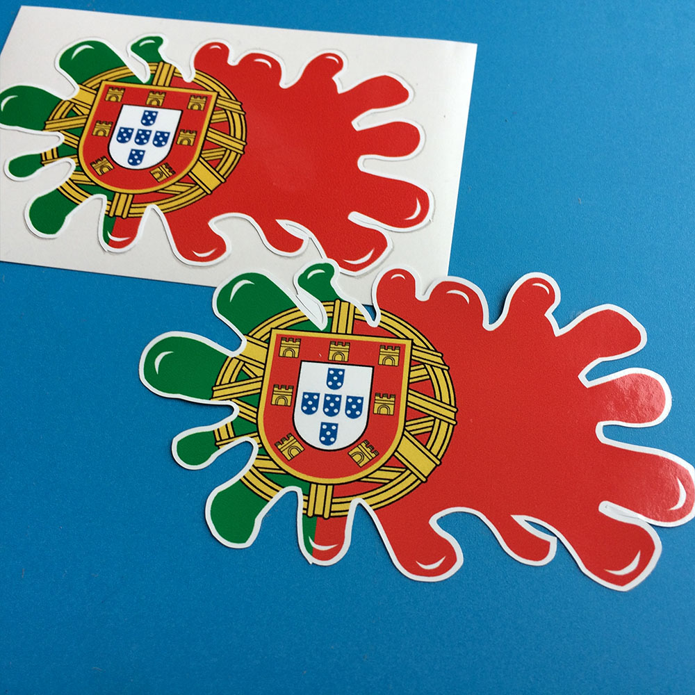 PORTUGAL/PORTUGUESE SPLAT STICKER. Flag of Portugal shaped as a splatter of paint.