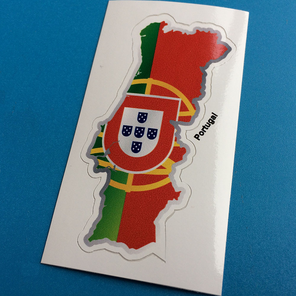 PORTUGAL FLAG AND MAP STICKER. Portugal flag and map.