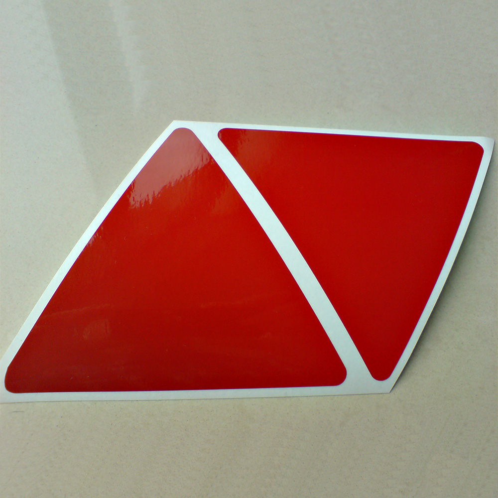 REFLECTIVE TRIANGLES SAFETY STICKERS. Red triangles.