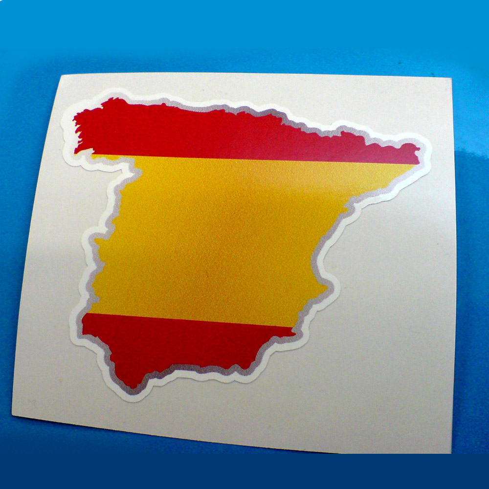 SPAIN FLAG AND MAP STICKER. The Spain flag and map. Three horizontal stripes of red, yellow and red.
