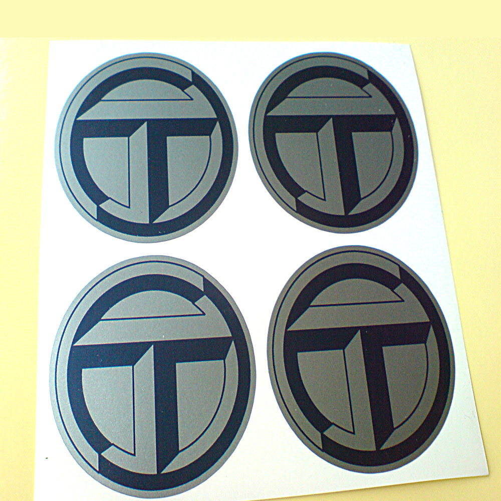 TALBOT T WHEEL CENTRE STICKERS. A bold geometric letter T in a circular frame.