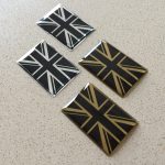 UNION JACK DOMED RESIN GEL STICKERS. Monochromed Union Jack Domed Stickers.