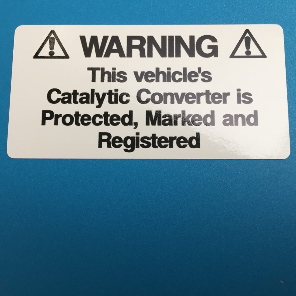 WARNING! CATALYTIC CONVERTER STICKERS