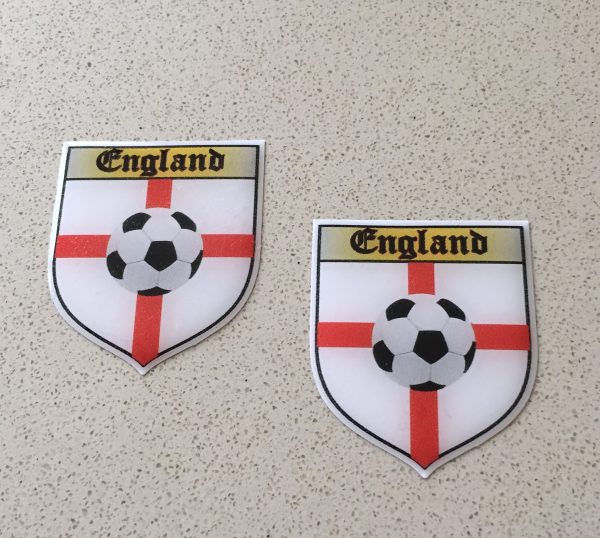 ENGLAND ST GEORGE FOOTBALL. St George cross with football in centre. Word England written at the top.