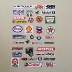 SCALEXTRIC, SLOT CAR STICKER SET. An assortment of stickers. Logos including Texaco, Castrol, Bell Helmets, Esso, Shell, Dunlop, Route 66 and more.