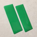 EV GREEN DOMED RESIN GEL NUMBER PLATE STICKERS. Two green columns.