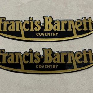 2 x FRANCIS BARNETT DOMED RESIN GEL STICKERS Size 125mm x 35mm Colour  - Gold/Black