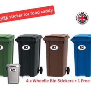 Wheelie Bin Stickers with FREE Sticker for Food Caddy