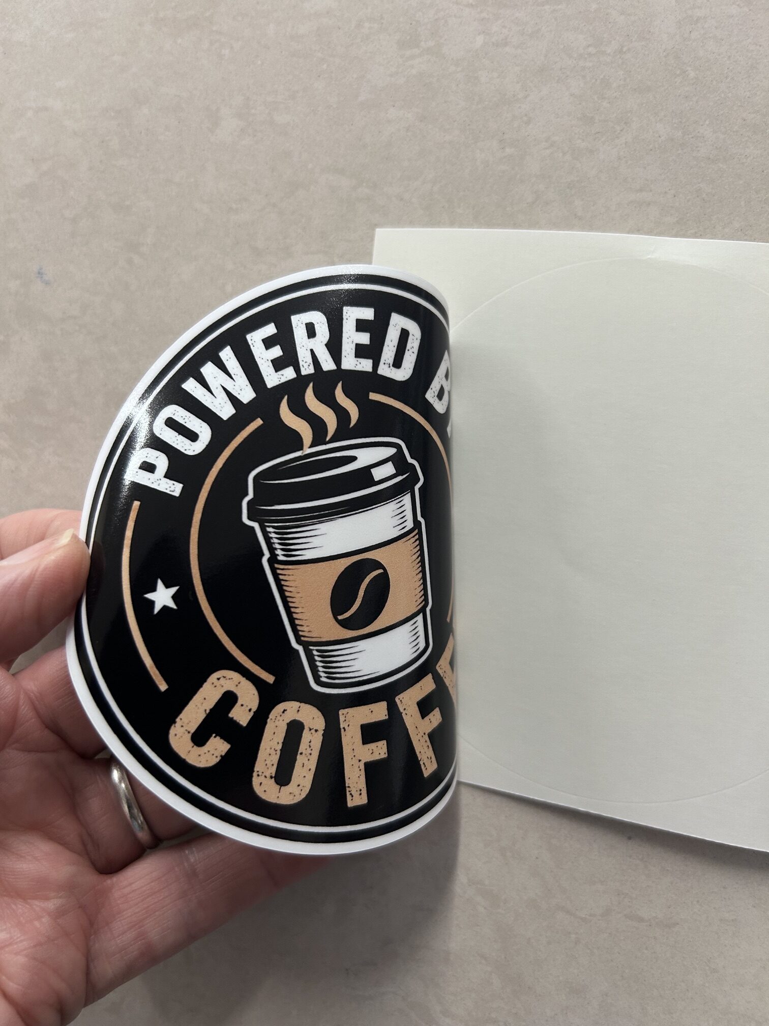 Powered By Coffee Window Sticker